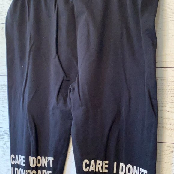 I DON'T CARE Rainbow Stretch Plus Size Black Leggings - Picture 8 of 10